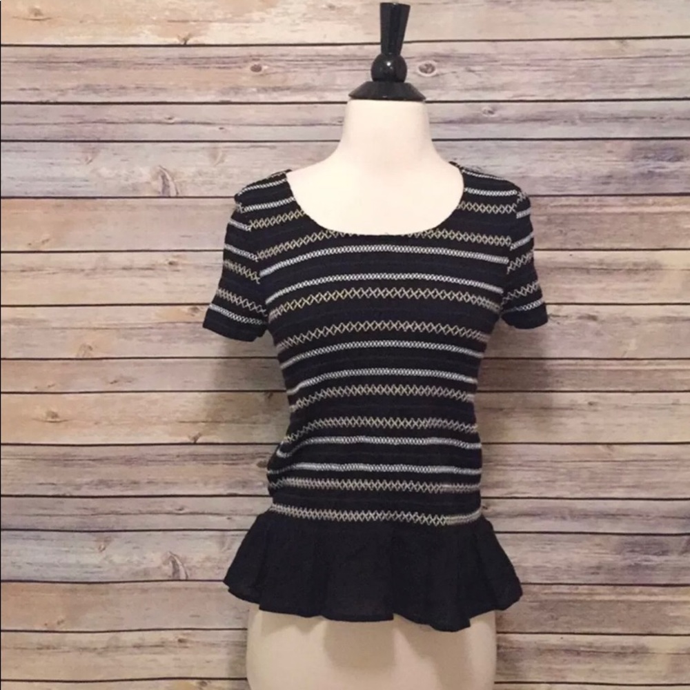 Anthropologie Meadow rue black peplum Top Medium